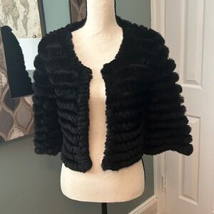 BCBG MaxAzria faux fur black cardigan women’s size S